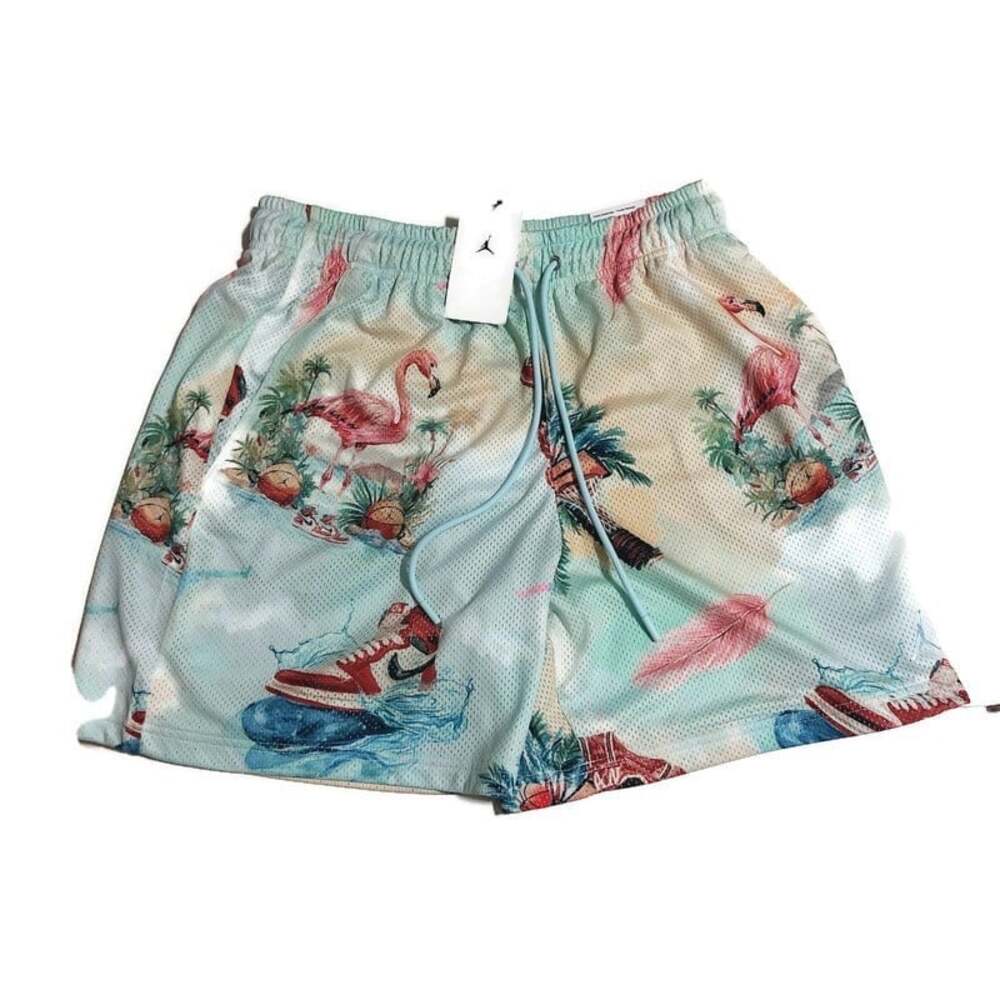 Nike Air Jordan Essentials Mesh Gym Shorts Flamingo Beach Tropical Retro Mens M